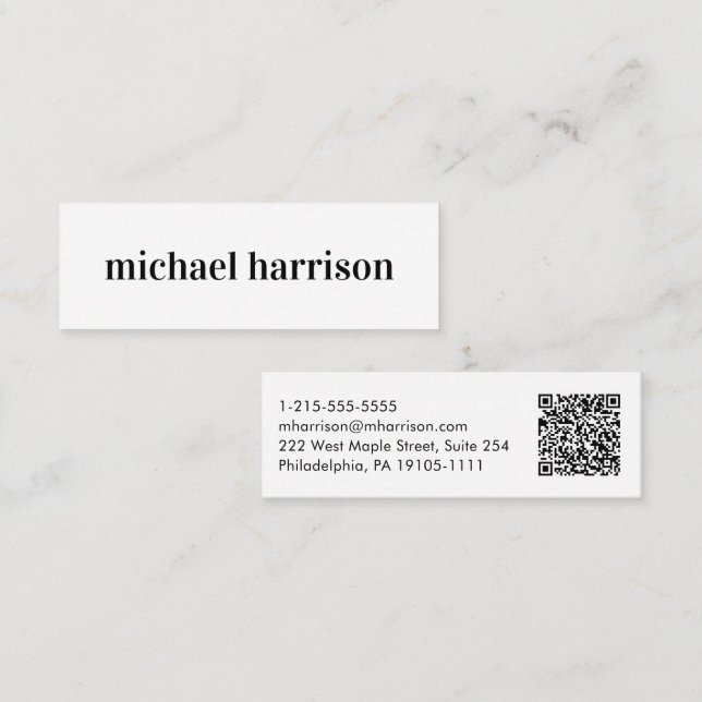 Carte De Visite Mini Code QR moderne (Devant / Derrière)