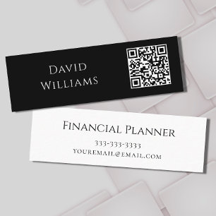 Carte De Visite Mini Code QR Moderne Minimaliste Noir Blanc