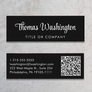 Carte De Visite Mini Code QR professionnel élégant Script noir