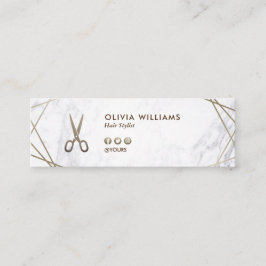 Carte De Visite Mini Coiffeur de marbre de ciseaux Brown géométriques