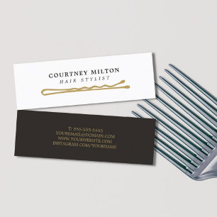 Carte De Visite Mini Coiffeur noir élégant minimaliste d'or de Faux