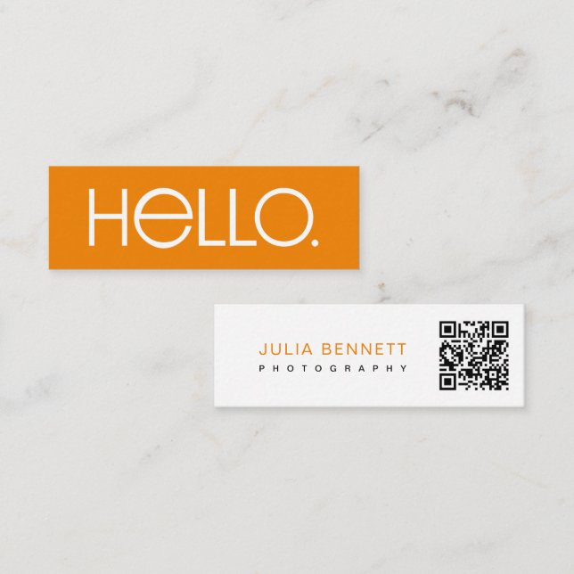Carte De Visite Mini Conception de typographie « Hello » moderne (Devant / Derrière)
