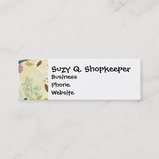 Carte De Visite Mini Conception élégante de feuille florale de pourpre (Devant)