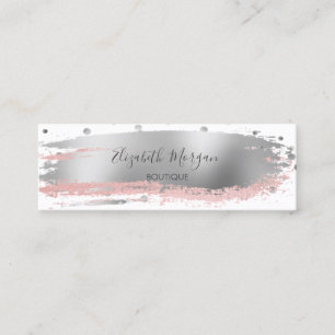 Carte De Visite Mini Confetti moderne en argent, pinceau