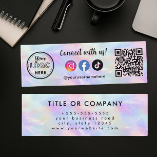 Carte De Visite Mini Connectez-Vous Avec Nous Iridescente Opal Code Qr 