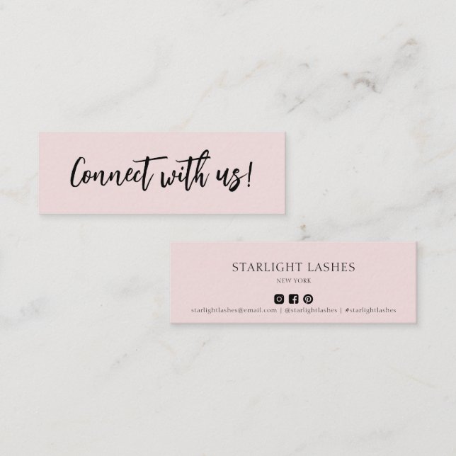 Carte De Visite Mini Contact Rose minimal simple avec nous Insertion (Devant / Derrière)