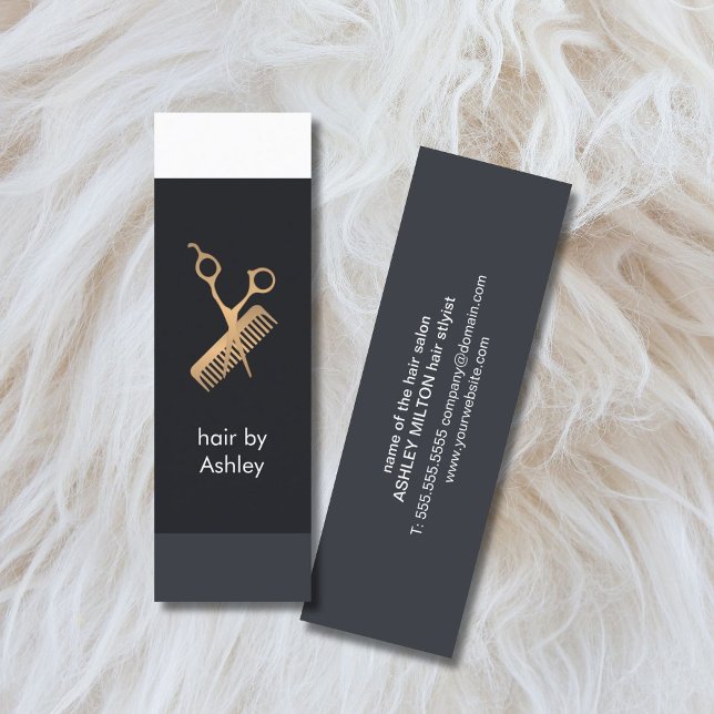 Carte De Visite Mini Cool Bleu Frais Bleu Blancs Faux Gold Coiffure (Créateur téléchargé)