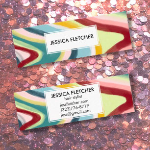Carte De Visite Mini Cool minimaliste des bandes ondulées colorées