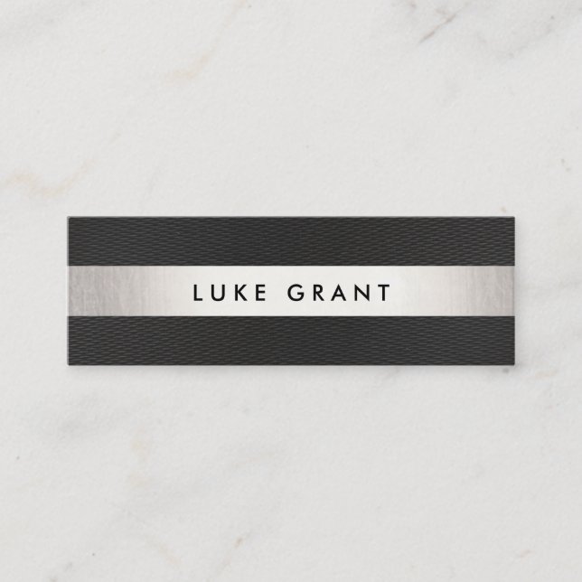 Carte De Visite Mini Cool moderne Noir Argent rayé professionnel II (Devant)