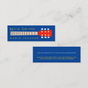 Carte De Visite Mini Cou de guitare couleur bleu   Professeur de musiqu