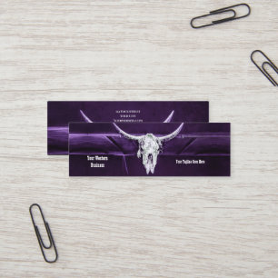 Carte De Visite Mini Crâne de taureau rustique blanc violet de l'Ouest 