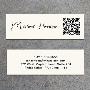 Carte De Visite Mini Création de code QR Professional de script moderne