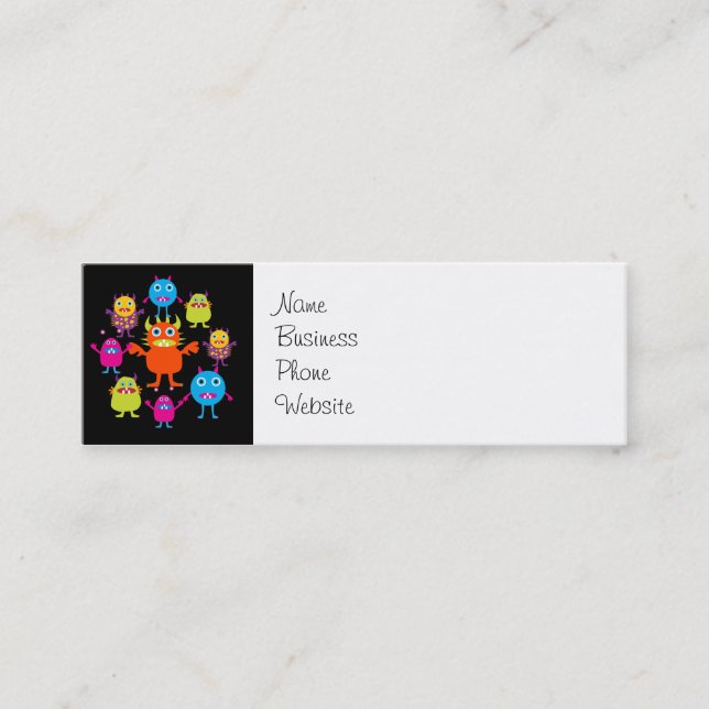 Carte De Visite Mini Créatures drôles mignonnes de partie de monstre en (Devant)