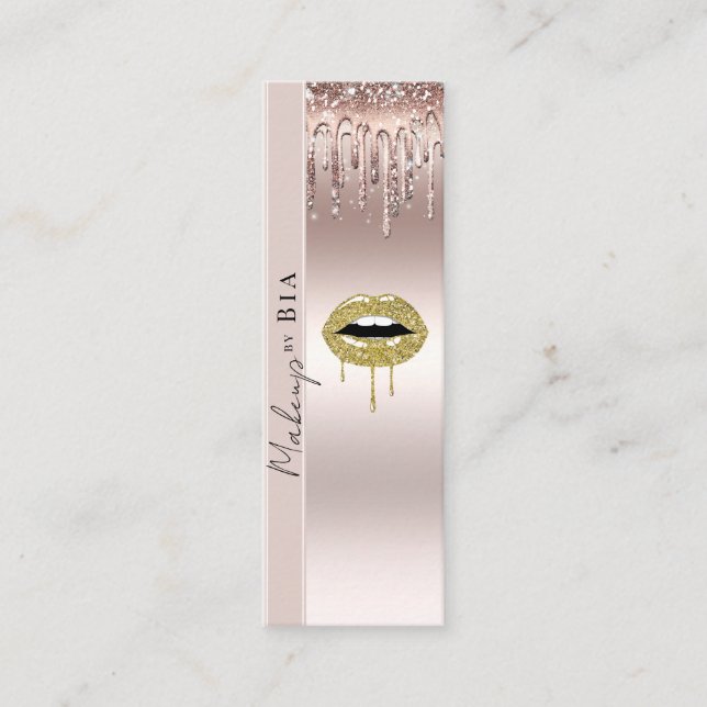 Carte De Visite Mini Creux rose Faux Parties scintillant gouttes de maq (Devant)