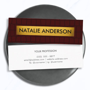 Carte De Visite Mini Crocodile Luxe Bourgogne & Or Personnalisable