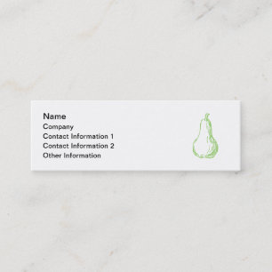 Carte De Visite Mini Croquis de poire. Illustration au trait en vert