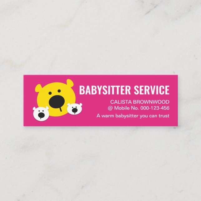 Carte De Visite Mini Cute Bears Baby sitting (Devant)