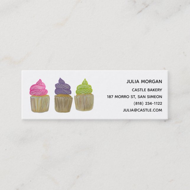 Carte De Visite Mini CUTE Cupcakes Boulangerie Pâtisserie Chef Gâteau (Devant)