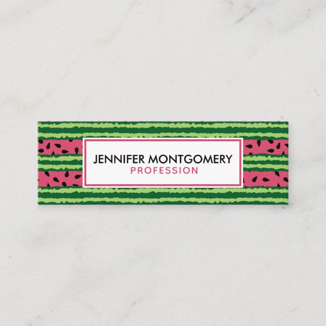 Carte De Visite Mini Cute pastèque Motif rose et vert (Devant)