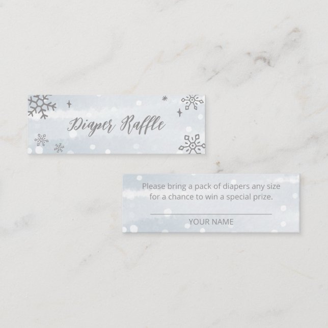 Carte De Visite Mini Cute Snowflakes Hiver Baby shower Déchets Raffin (Devant / Derrière)