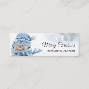 Carte De Visite Mini Cute Snowman en hiver Photo Noël Salutation