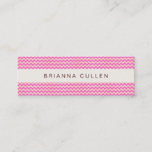 Carte De Visite Mini Cute Striped Girl Rose & Peach Chevron Moderne