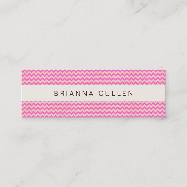 Carte De Visite Mini Cute Striped Girl Rose & Peach Chevron Moderne (Devant)