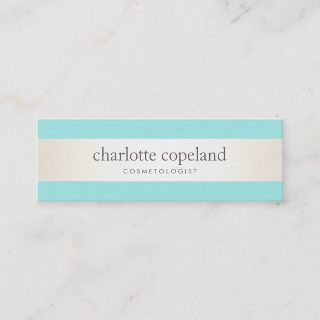 Carte De Visite Mini Cute Stylish Stripe Turquoise cheveux & beauté (Devant)
