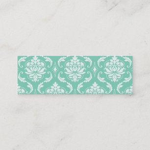 Carte De Visite Mini Damassé classique verte et blanche de lucite