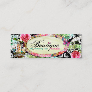 Carte De Visite Mini Damassé vintage minable de noir de charme de