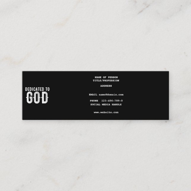 CARTE DE VISITE MINI DÉDIÉ À DIEU COOL PERSONNALISABLE TEXTE BLANC (Devant)
