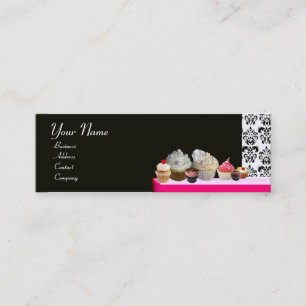 Carte De Visite Mini DÉLICIEUX CUPCAKES DESERT SHOP, violet rose violet