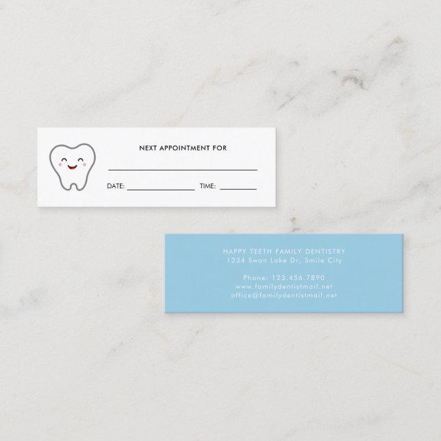 Carte De Visite Mini Dentist Dentist Tooth Logo Dental Hygienist Nomina (Devant / Derrière)