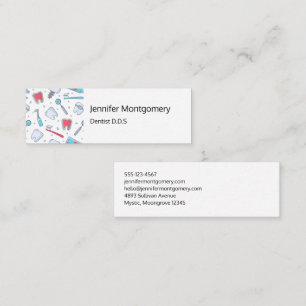 Carte De Visite Mini Dents et outils Motif dentaire
