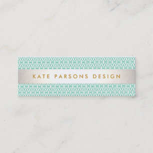 Carte De Visite Mini Design élégant Mint moderne et Motif blanc