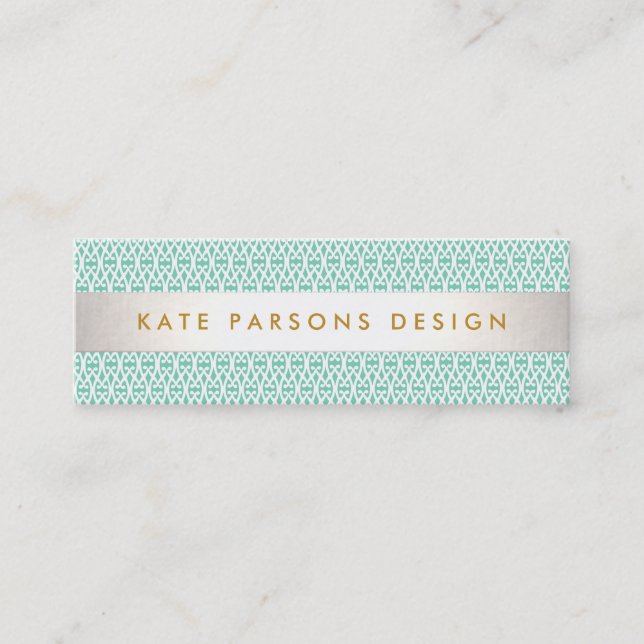 Carte De Visite Mini Design élégant Mint moderne et Motif blanc (Devant)