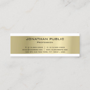 Carte De Visite Mini Design épuré minimaliste Or Luxe Moderne Plain