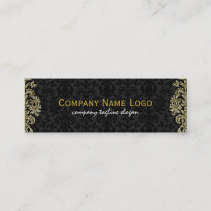 Carte De Visite Mini Diamants Noir & Or Motif Floral Damas