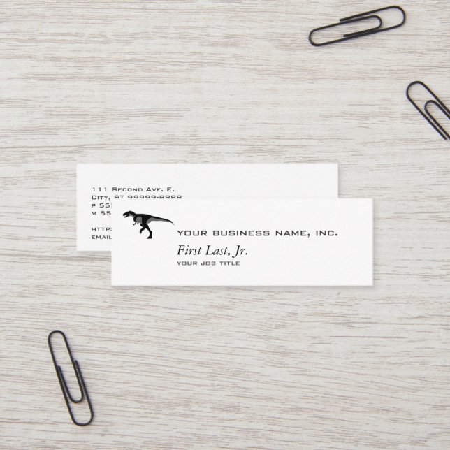Carte De Visite Mini Dinosaure d'Alectrosaurus (Devant/Arrière en situation)