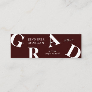 Carte De Visite Mini diplôme lettres en gras couleurs de l'école Nom Ca