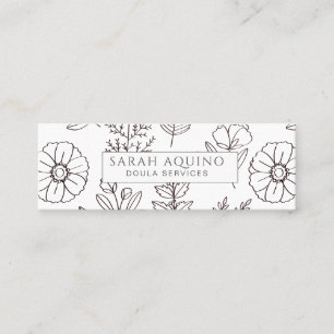 Carte De Visite Mini Doodle floral Doula blanc Entraîneur de naissance
