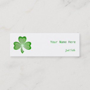 Carte De Visite Mini Dos maigre latéral blanc de vert de shamrock