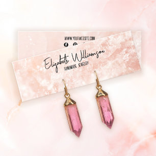 Carte De Visite Mini Écran de bijoux en quartz rose rose moderne