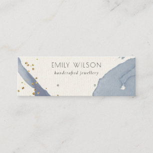 Carte De Visite Mini Écran d'oreille Abstrait Indigo Blue Gold