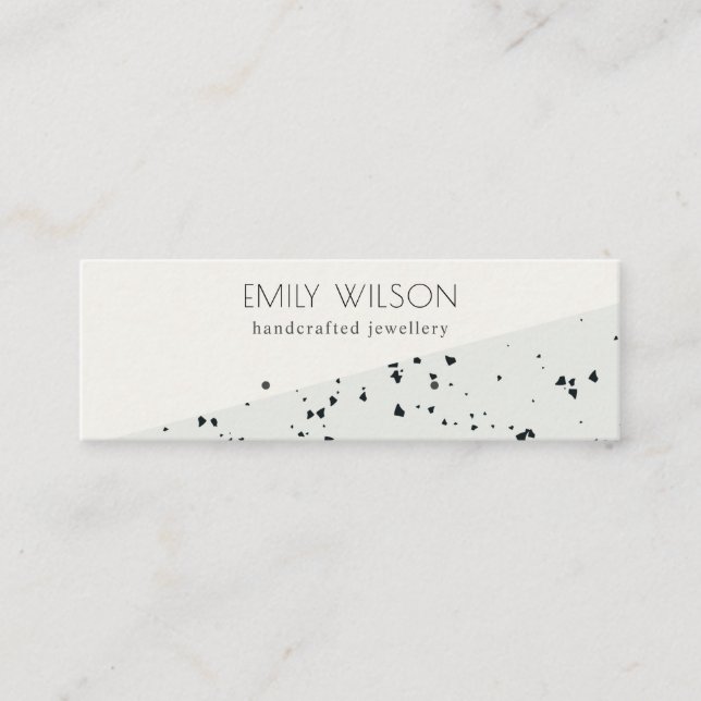 Carte De Visite Mini Écran d'oreille gris noir Terrazzo Texture (Devant)