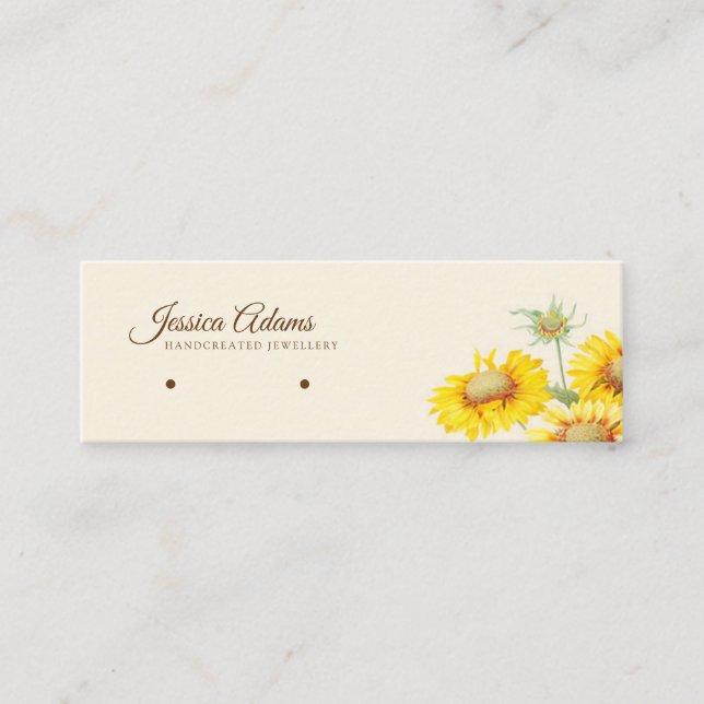 Carte De Visite Mini Écran d'oreille rustique de tournesol jaune (Devant)