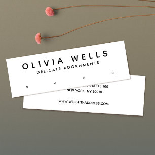 Carte De Visite Mini Écran d'oreille simple moderne blanc 4 trous