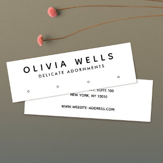 Carte De Visite Mini Écran d'oreille simple moderne blanc 4 trous