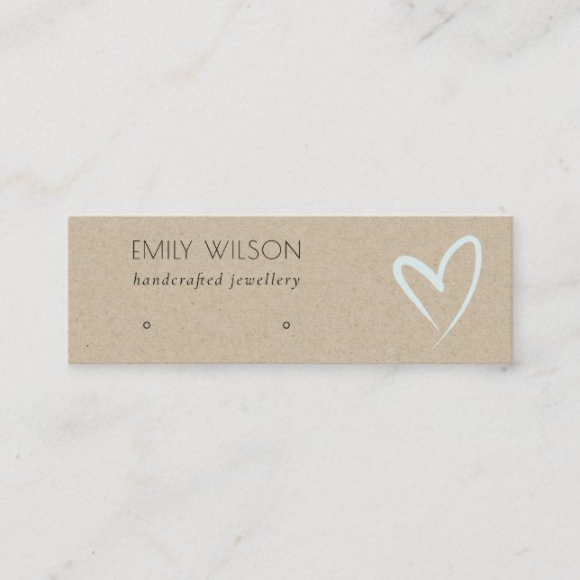 Carte De Visite Mini Écran simple Kraft Blue Heart Stud (Devant)