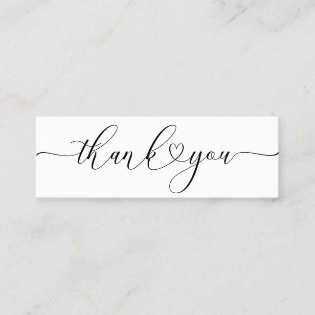 Carte De Visite Mini écriture de coeur merci insérer (Devant)